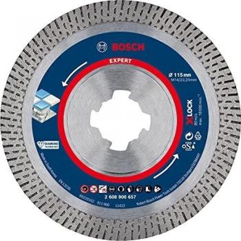 Bosch Professional 1 x Discos de corte de diamante Expert HardCeramic X-LOCK, para Azulejos duros, Piedra dura, 115 mm, Accesorios Amoladora pequeña