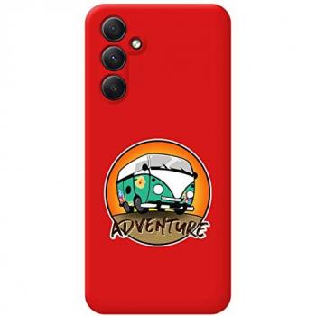 Funda de Silicona Líquida Roja con Diseño Adventure para Samsung Galaxy A54 5G