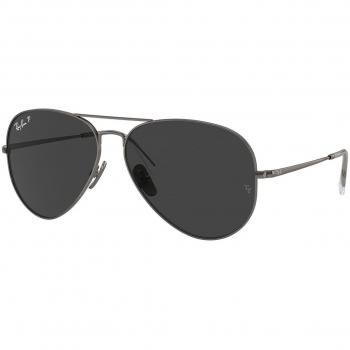 Ray-Ban RB8089 Aviator Titanium Polarized Sunglasses, Color: Gunmetal (165/48), Unisex, Size: 58