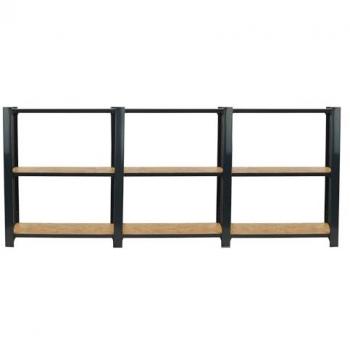 Estantería Industrial Simon Rack OFFICLICK 3/300, 2400x300 mm, Antracita/OSB, 3 Módulos y Alturas