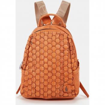 Mochila de mujer Summer Song en piel trenzada naranja