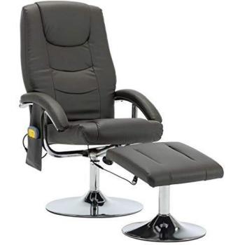 Fauteuil de massage avec repose-pied Gris Similicuir