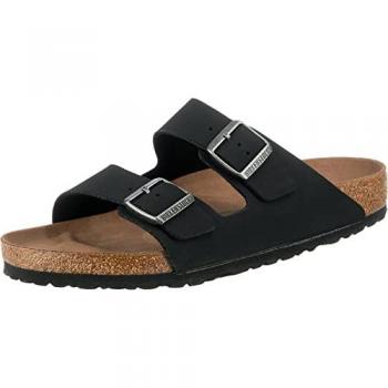 Birkenstock Arizona Black Vegan Nubuck Slides Sandals for Men - Size 39