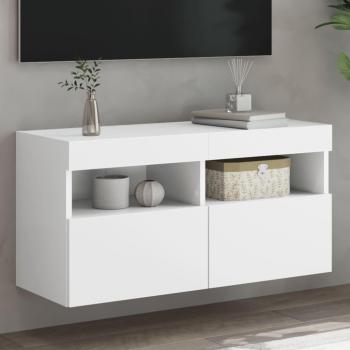 Mueble de TV de pared con luces LED 80x30x40 cm Vidaxl Blanco