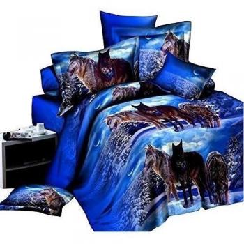 hansee® North Euro Ice World Wolves Pack Juego de funda nórdica Hojas King 4pc), diseño en 3d King Hoja y funda de almohada