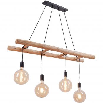 Lámpara colgante Edgar de madera, 4 luces