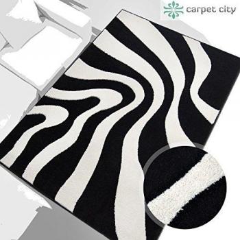 Designer Moderno de alta calidad Alfombra mano tallada onda negro Crema Öko Tex Varios tamaños, acrílico, Schwarz Creme, 240 cm_x_340 cm