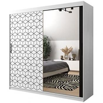 Armario Hartford 290 Correderas Blanco y Negro 200x200x62cm con 9 Estantes