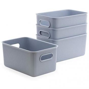 Cajas Organizadoras Multiusos Baobab - Lote de 4 Cajas de Plástico PP05 de 5L en Color Azul Mist