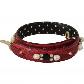 Dolce & Gabbana Red Exotic Leather Crystal-Embellished Shoulder Bag