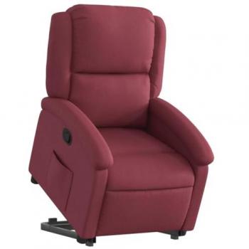 Sillón Reclinable Elevable en Tela Rojo Tinto con Respaldo y Reposabrazos, Sillón de Relax para Descanso, Asiento Ajustable para Ancianos
