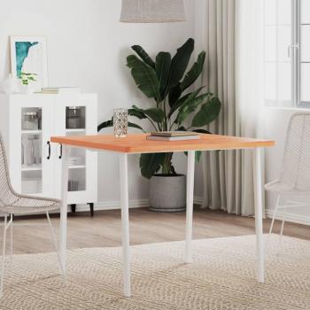 Mesa cuadrada de madera maciza de haya 80x80x2,5 cm Marrón