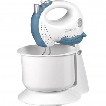 Clatronic HMS 3320 Batidora amasadora, Recipiente Giratorio con Capacidad 2.5 litros, 250 W, 2 litros, Plástico, 5 Velocidades, Azul/Blanco