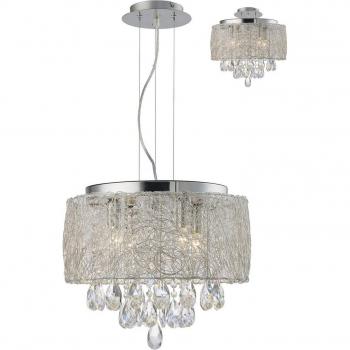 Lámpara colgante Adeline Cromo Pulido 4 bombillas 34cm con cristal