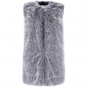 Herno Women's Indigo Blue Faux Fur Vest Jacket, Size 42