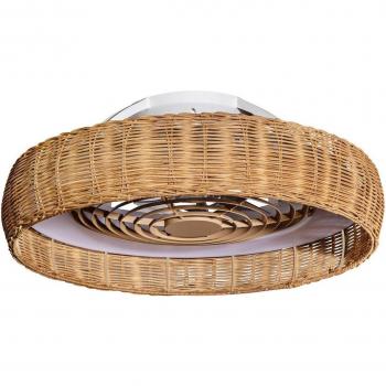 Ventilador de Techo LED Kilimanjaro Blanco y Beige con Ratán, CCT Ajustable, 1 Bombilla, Ø65cm