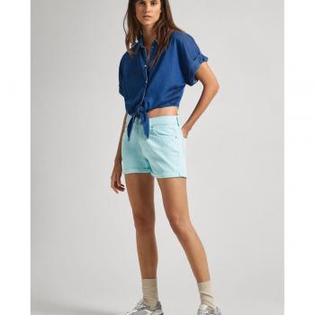 Short vaquero de mujer fit recto y tiro alto azul Pepe Jeans