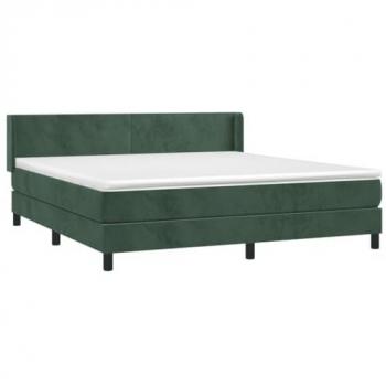 Cama box spring con colchón terciopelo verde oscuro 180x200 cm
