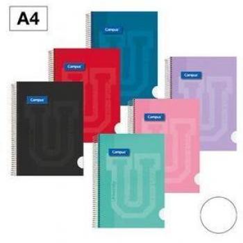 CUADERNO ESPIRAL CAMPUS A4 TAPA FORRADA 90G 80HORIZONTAL
