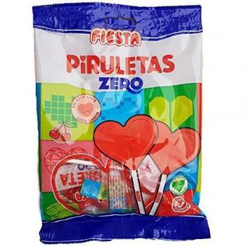 FIESTA Piruletas Zero Sin Azúcar - 15 Bolsitas con 5 Piruletas