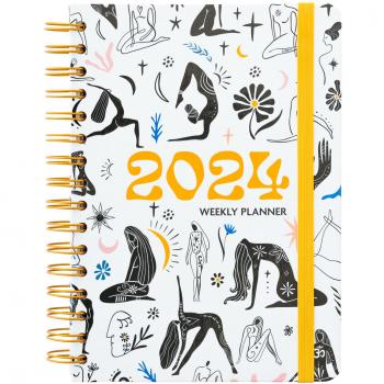 Agenda anual 2024 semana vista A5 yoga planner Erik negro