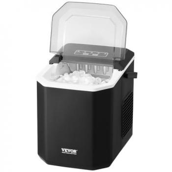 VEVOR Portable Self-Cleaning Countertop Ice Maker, 26 lbs/24 hrs Capacity, Bullet Ice Machine with Ice Scoop and Basket