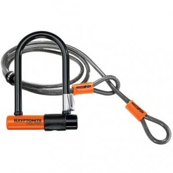 Kryptonite Bügelschloss EVO. Mini-7 + KFlex 120 cm m. Flex Frame Halter Candado, Unisex, Negro, 8.3 x 17.8 cm
