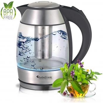 2200 Watts hervidor de agua vidrio tetera el agua de la tetera / El filtro de acero inoxidable de 1.8 litros de té con LED de BPA libre