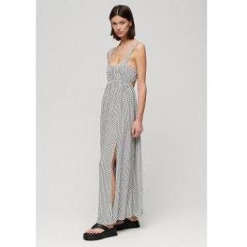 Superdry Women's Tie Back Sleeveless Midi Dress in White (S)