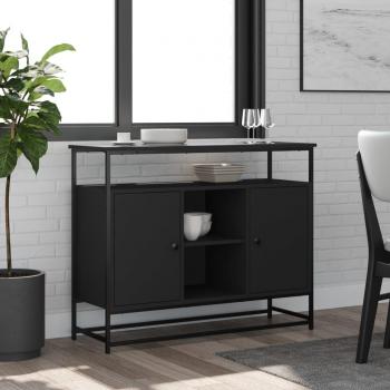 Aparador negro de madera multicapa de 100x35x80 cm