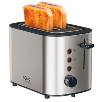 Tostador Solac Buon Giorno Mini Inox 870W con 2 Ranuras, 6 Niveles, 3 Funciones, Autocentrado y Luz LED