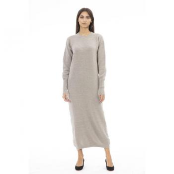 Alpha Studio Women's Elegant Ribbed Knitted Dress - Beige, Size S - Fall/Winter Collection
