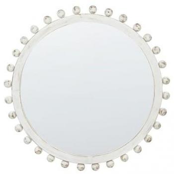 Espejo decorativo de pared de madera blanqueada envejecida ⌀ 71 cm blanco Tazilly
