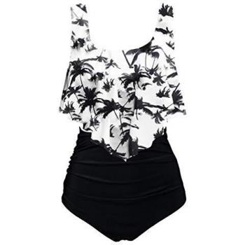 Aidotop banador para mujer top con volantes cintura alta traje de bano trajes de bano de dos piezas bikini setsz1black coconutzeu 3840mz