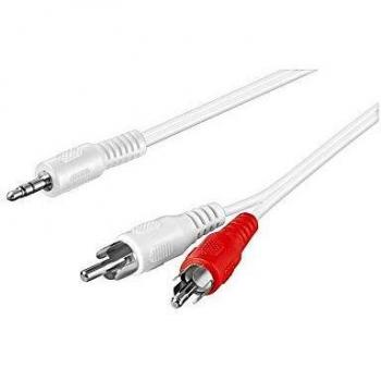 Cable de audio 1m blanco con conector jack 3,5mm macho a 2 RCA macho
