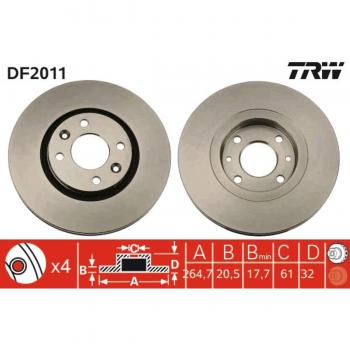 Disco de freno TRW DF2011 para Renault 21