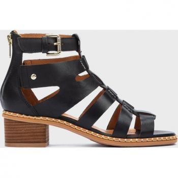 Pikolinos Women's Leather Heeled Sandals Blanes W3H-1823 with Back Zipper and Buckle