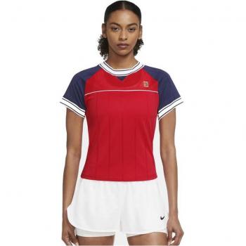 Camiseta de Manga Corta Mujer Nike Tenis Azul Rojo