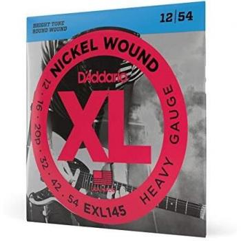 D'Addario EXL145 Heavy Nickel Wound Electric Guitar Strings 12-54 with Plain Steel 3rd
