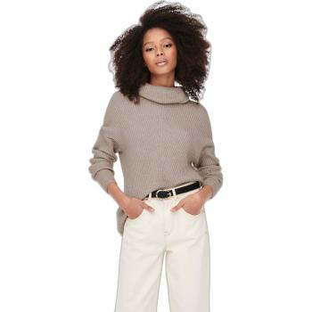 Jersey de punto acanalado con cuello alto Only Katia Moka