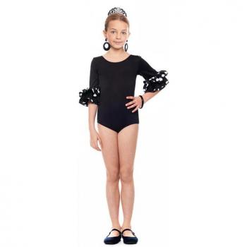 Body Sevillana con Volante Lunar negro y blanco para niña