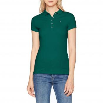 Tommy Hilfiger New Chiara Str Pq Polo SS, Mujer, Verde