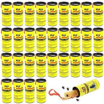 BUZIFU 32 Rollos de Tiras para Moscas, Tiras Atrapamoscas con Pegamento Fuerte, Trampa para Moscas y Mosquitos, Sin Veneno y Sin Olor, Ideal Colgar en Cualquier Zona, para Atrapar Todos Los Insectos