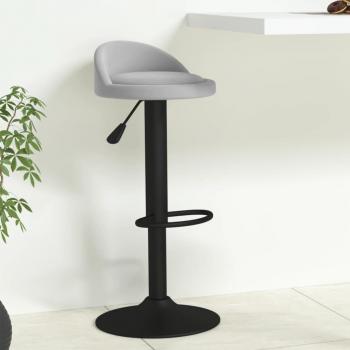 Taburete de Bar en Terciopelo Gris Claro con Asiento Acolchado y Estructura de Metal