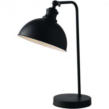 Lámpara de mesa Charleston Negro Blanco 43 cm, metal negro con interior blanco, luz de trabajo E27