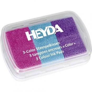 Almohadilla para sellos de 3 colores HEYDA, rosa/azul claro/lila, 9x6 cm