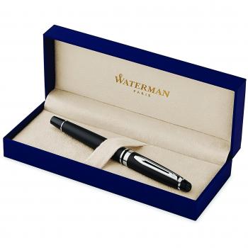 Waterman S0951880 Expert bolígrafo roller negro mate con adornos cromados, con estuche