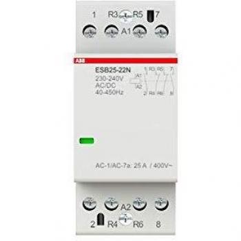 Contactor ABB ESB25-22N-06, 4 polos, 2 NA + 2 NC, corriente nominal de 25 A, bobina de 230 → 240 V AC/DC, potencia de 1,3 k