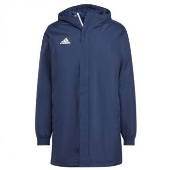 Chaqueta de fútbol Adidas Entrada 22 Stadium Hombre, color negro, material ligero y transpirable, diseño con cremallera completa, bolsillos laterales con cierre, logo de Adidas en el pecho, ajuste regular