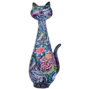 Figura de Gato Negro de Resina 21x6x8cm Decoración para el Hogar y Jardín